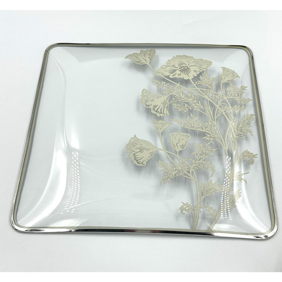 Vintage 50s Silver City Sterling Overlay Poppy Floral Serving Platter Candy Dish - Picture 13 of 13